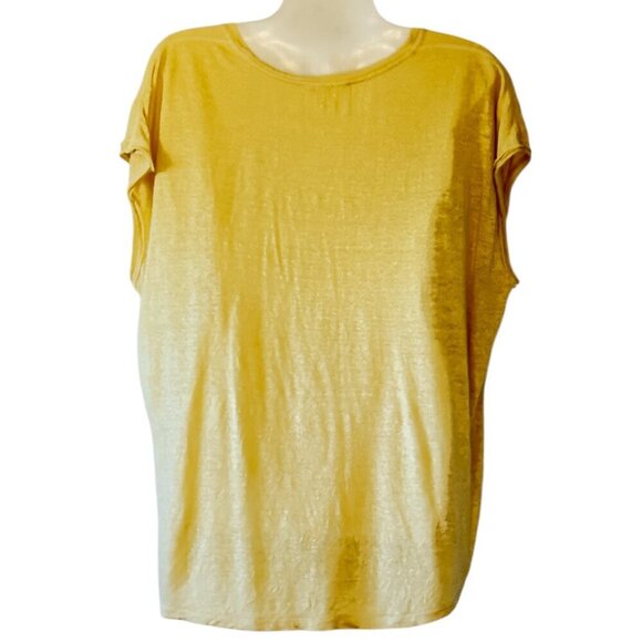 Frame Easy Scoop Organic Linen Tee Cornsilk Color Slubby Oversized Women's Med - Picture 4 of 10